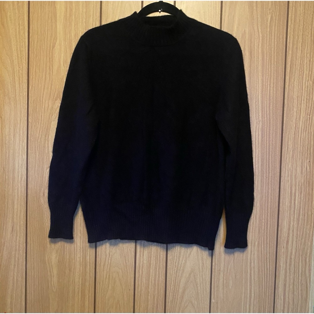 Your Sixth Sense 100% Cashmere Black Mock Neck Sweater Women's Medium Soft
